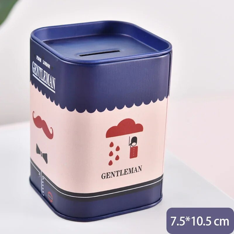 1 vnt. mielas taupyklės metalinis suasmeninti kvadratinių žurnalų serijos skardinė dėžutė, pinigų taupymo puodas monetų dėžutė papuošalų dėžutės laikymo bakas