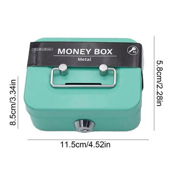 Сейф за пари Мини касова кутия Метален ключ Парична банка Малка охранителна заключваща кутия Преносими здрави заключващи се кутии за монети