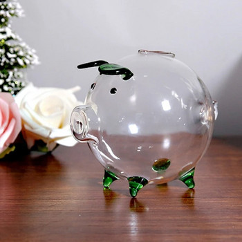 Pig Piggy Bank Κουτιά χρημάτων Κουτιά νομισμάτων Χαριτωμένο διαφανές γυάλινο αναμνηστικό γέννηση