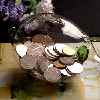 Прасенце Касичка Кутии за пари Кутия за пестене на монети Симпатичен прозрачен стъклен сувенир Раждане