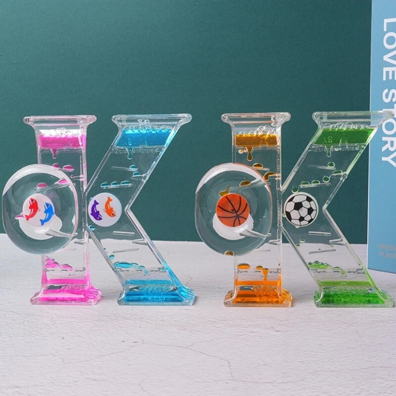Dupla színű homokos homokóra színes mobil folyadék időzítő szorongásoldó folyadék mozgás buborék óra olaj homoküveg dekoratív ajándék
