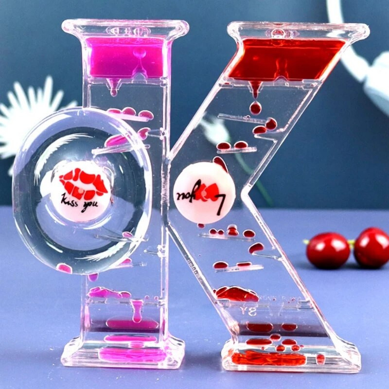 Dupla színű homokos homokóra színes mobil folyadék időzítő szorongásoldó folyadék mozgás buborék óra olaj homoküveg dekoratív ajándék