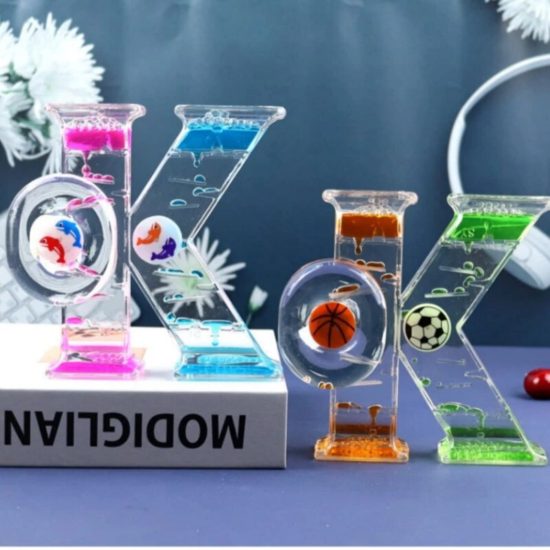 Dupla színű homokos homokóra színes mobil folyadék időzítő szorongásoldó folyadék mozgás buborék óra olaj homoküveg dekoratív ajándék