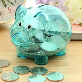 Cute Cartoon Piggy Money Bank Πλαστικά διαφανή νομίσματα Κουτί εξοικονόμησης χρημάτων Θήκη νομισμάτων σε σχήμα χοίρου Κουτί ταμιευτηρίου χρημάτων για κέρματα