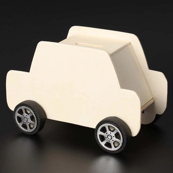 Дървена касичка във формата на кола Кутия за спестяване на пари Креативна банка за монети Направи си сам Креативни образователни играчки
