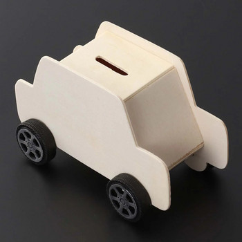 Дървена касичка във формата на кола Кутия за спестяване на пари Креативна банка за монети Направи си сам Креативни образователни играчки