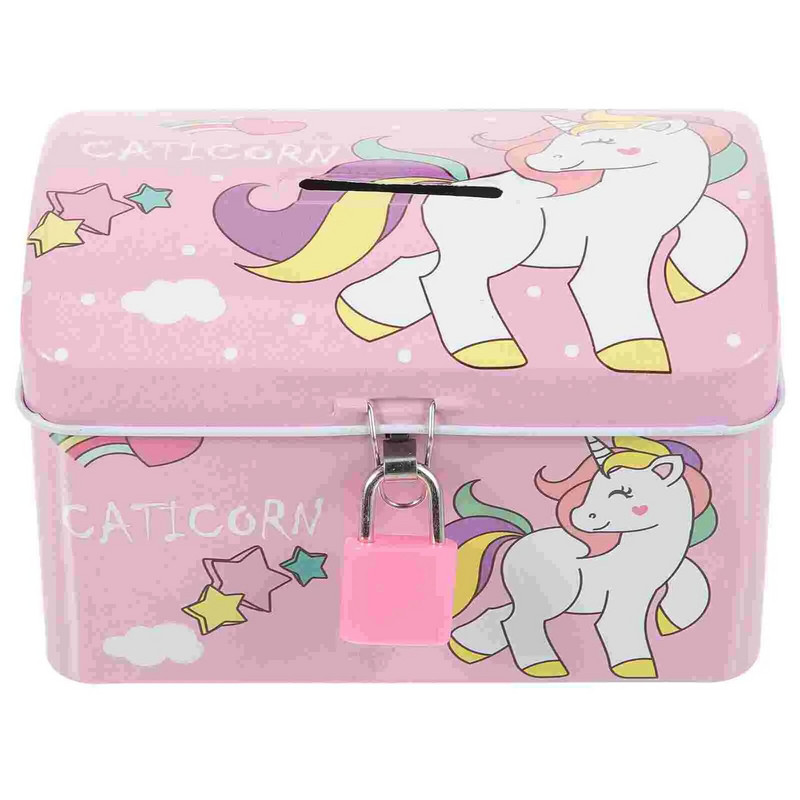 Unicorn Piggy Bank Κλειδαριά Λευκοσίδηρος Μεταλλική Τράπεζα Χρημάτων Κινούμενα σχέδια Άθραυστο Κουτί κερμάτων Παιδικά Δώρα Διακόσμηση σπιτιού