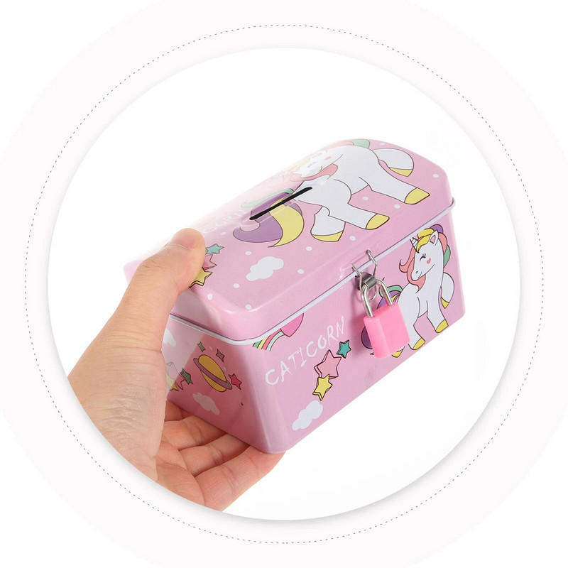 Unicorn Piggy Bank Κλειδαριά Λευκοσίδηρος Μεταλλική Τράπεζα Χρημάτων Κινούμενα σχέδια Άθραυστο Κουτί κερμάτων Παιδικά Δώρα Διακόσμηση σπιτιού