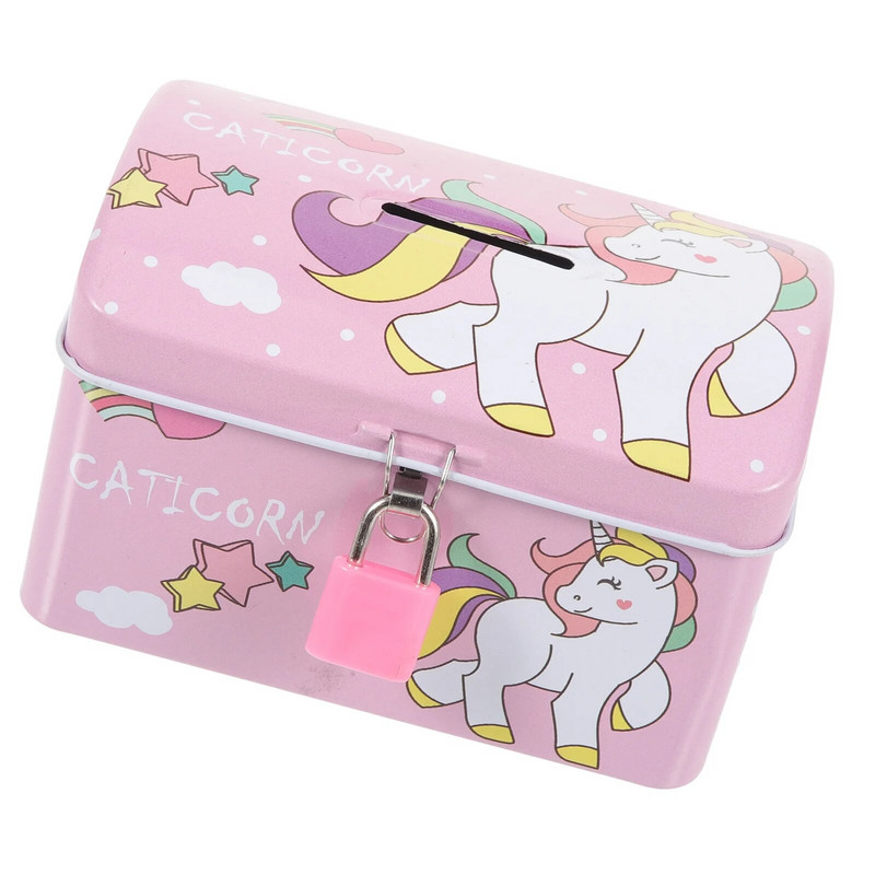 Unicorn Piggy Bank Κλειδαριά Λευκοσίδηρος Μεταλλική Τράπεζα Χρημάτων Κινούμενα σχέδια Άθραυστο Κουτί κερμάτων Παιδικά Δώρα Διακόσμηση σπιτιού