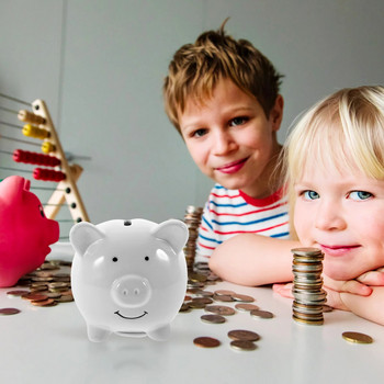 Χαριτωμένος κεραμικός κουμπαράς Χαριτωμένος τραπεζάκι νομισμάτων Εξατομικευμένη Τράπεζα εξοικονόμησης χρημάτων Τράπεζες κερμάτων Λεπτή διακόσμηση παιδικού σπιτιού για παιδιά (Λευκό)