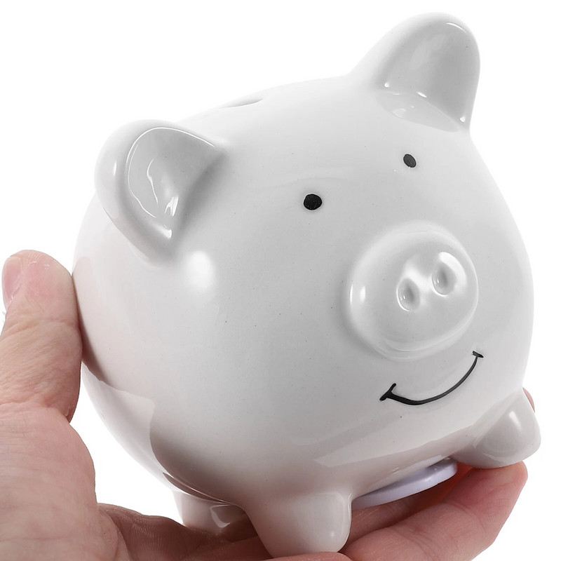 Aranyos kerámia malacpersely Aranyos érmetartó személyre szabott pénzmegtakarítási bankok érmetartók Finom óvodai lakberendezés gyerekeknek (fehér)