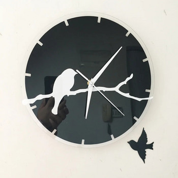 Европейски популярен 3d акрилен творчески часовник стенен стик часовник със скоба триизмерен цифров часовник птица клон