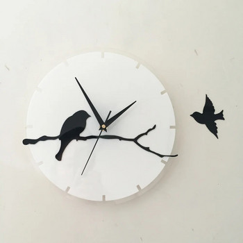 Европейски популярен 3d акрилен творчески часовник стенен стик часовник със скоба триизмерен цифров часовник птица клон