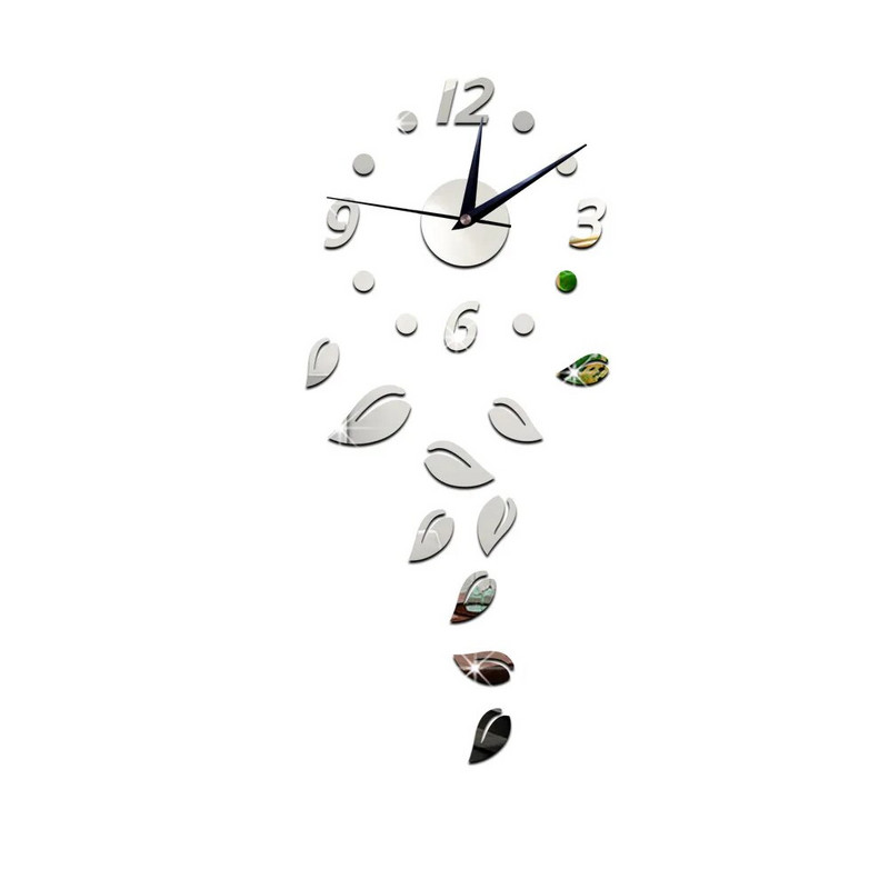 „Pasidaryk pats“ namų dekoravimo mados veidrodinis sieninis laikrodis palieka nutildytas svetainės sieninis laikrodis