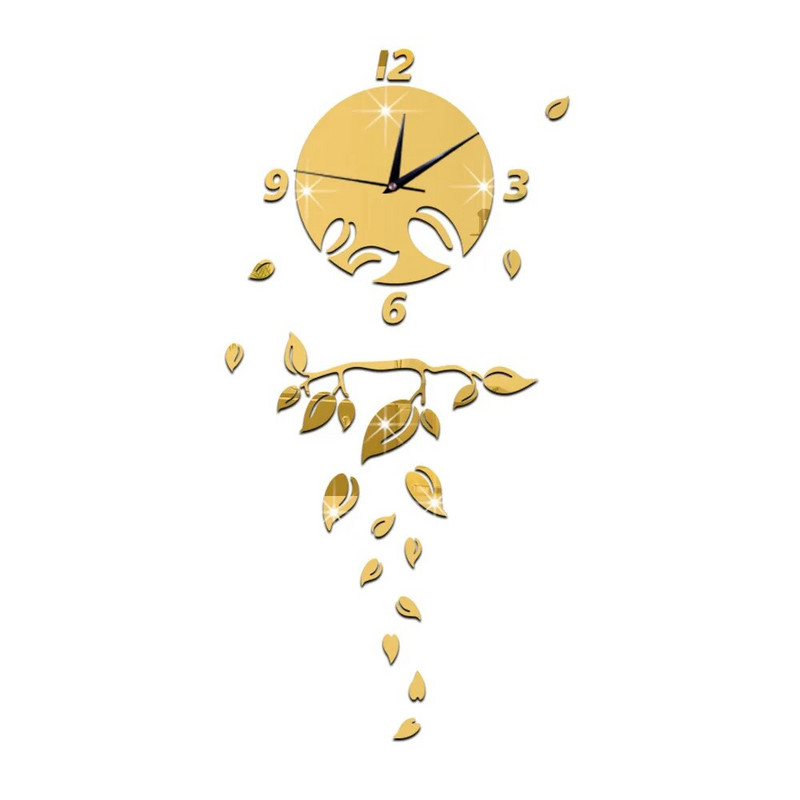 „Pasidaryk pats“ namų dekoravimo mados veidrodinis sieninis laikrodis palieka nutildytas svetainės sieninis laikrodis