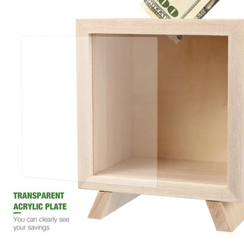 Настолна касичка Child Clear Container Alcancias Dinero Para Adultos Wood Savings Jar Banks
