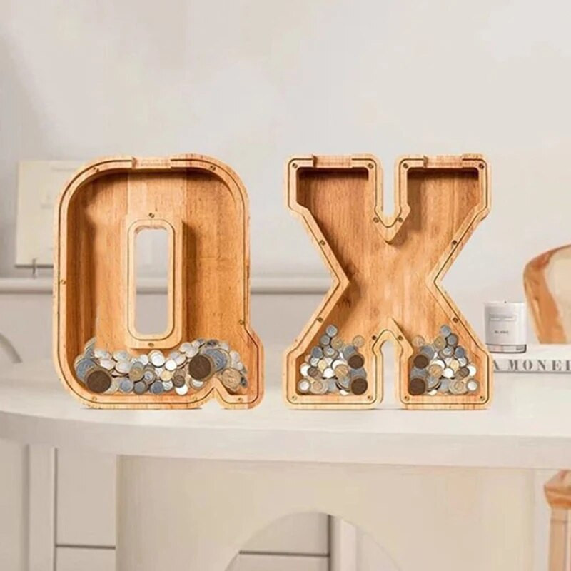 Dvadeset i šest engleske abecede Kasica za novčiće Kasica prasica Drvena kutija za pisma Desktop ukrasi za uređenje doma Rukotvorine za djecu