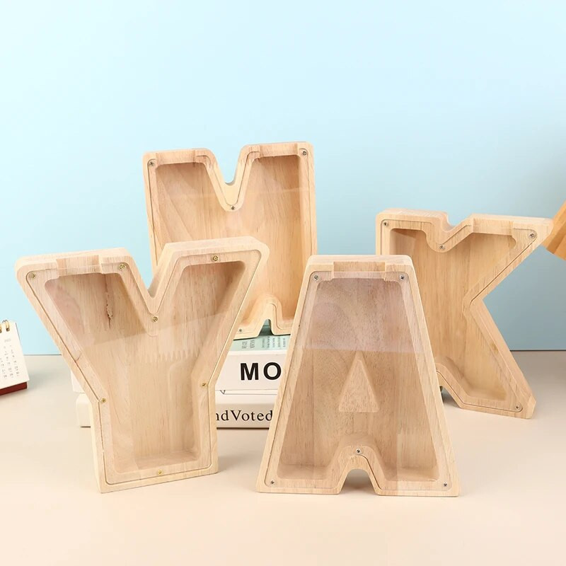 Dvadeset i šest engleske abecede Kasica za novčiće Kasica prasica Drvena kutija za pisma Desktop ukrasi za uređenje doma Rukotvorine za djecu