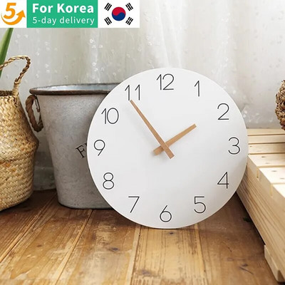 Японски стил Домакински заглушен стенен часовник Всекидневна Спалня Обикновен модерен декоративен дървен кръгъл дървен часовник