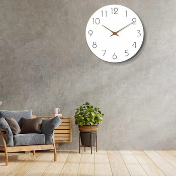 Ρολόι τοίχου 12 ιντσών Αθόρυβο ρολόγια τοίχου από ξύλο Λειτουργούν με μπαταρία Ξύλινο λευκό Μοντέρνο απλό μινιμαλιστικό ρολόι τοίχου