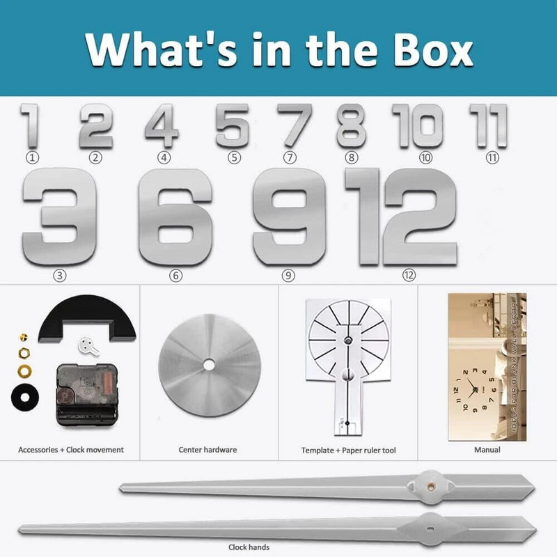 2024 m. Nauji namų papuošimai „Pasidaryk pats“ sieninis laikrodis Didelis 3D sieninis laikrodis Akriliniai veidrodžių numeriai Sieniniai lipdukai Modernus berėmio modernaus dizaino