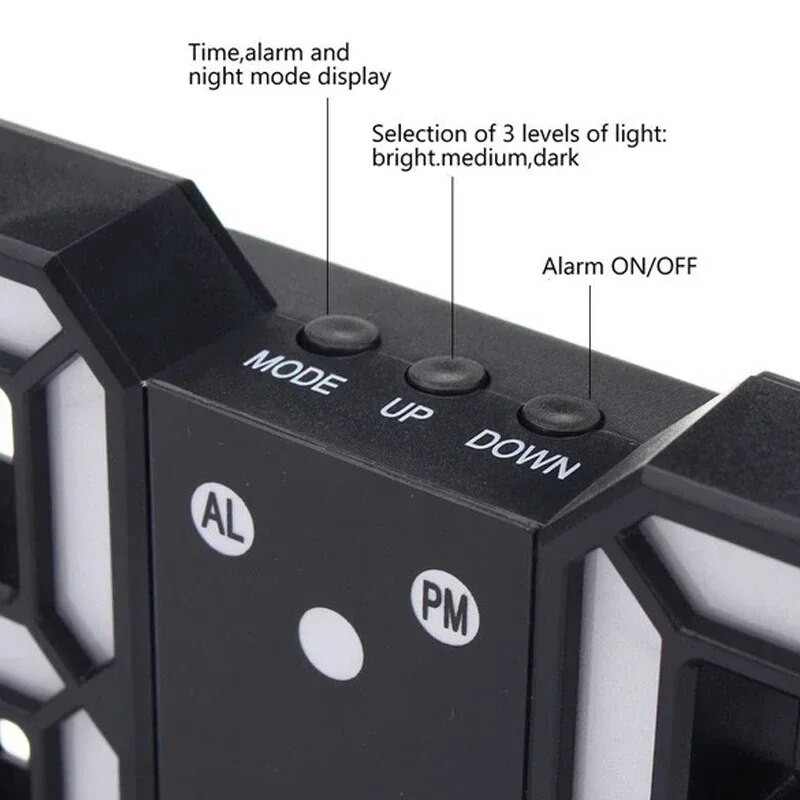 3D LED digitális óra fali dekoráció Ragyogó éjszakai mód Dekoráció otthonra Állítható elektronikus óra óra dekoráció Órák kert