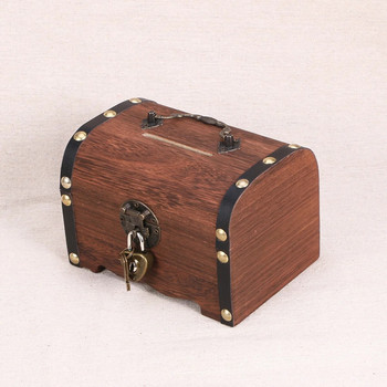 Ξύλινο κουτί αποθήκευσης Κουμπαράς με κλειδαριά και κλειδιά, κουτί αποθήκευσης για αναμνηστικά, κοσμήματα, θησαυροί χρηματοκιβώτιο