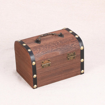 Дървена кутия за съхранение Кутия Касичка с ключалка и ключове, Кутия за съхранение на спомени, Бижута, Съкровища Безопасни пари