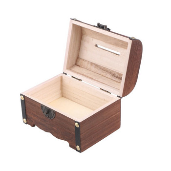 Дървена кутия за съхранение Кутия Касичка с ключалка и ключове, Кутия за съхранение на спомени, Бижута, Съкровища Безопасни пари