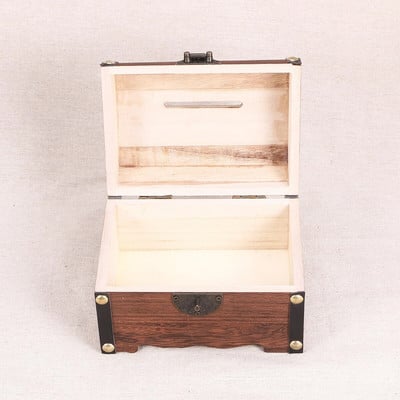 Wooden Storage Box Box Piggy Bank with Lock and Keys, Storage Box for Keepsakes,, Jewelry, Treasures Safe Money