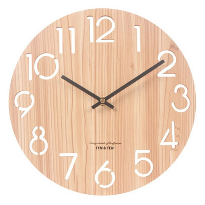 Drveni 3D zidni sat Moderni dizajn Nordic Brief Dekoracija dnevne sobe Kuhinjski sat Umjetnički šuplji zidni sat Kućni dekor 12 inča