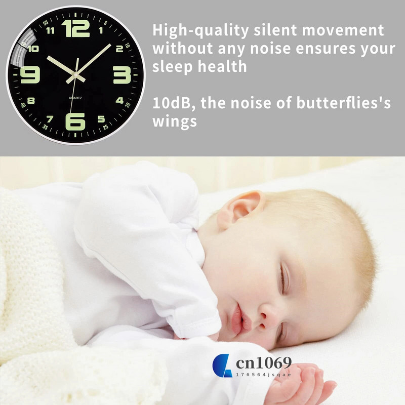 12 hüvelykes ragyogás a sötétben falióra Éjszakai fényű falióra Csendes, nem ketyegő elemmel működő faliórák nappali dekorációhoz