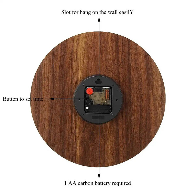 12 hüvelykes világító falióra fa Néma fény sötét éjszakában Nordic Fashion falióra nem ketyegő óra éjszakai fénnyel ajándék