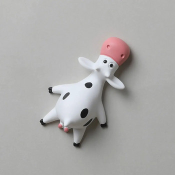 Стикери за крава за хладилник Легнали по корем Карикатура Сладък 3D триизмерен магнит от смола Творческо изкуство Дизайн Кухня