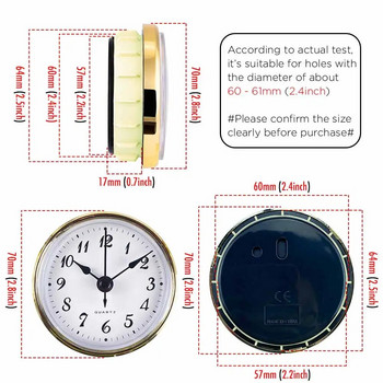 MCDFL Кръгла часовникова вложка с арабски цифри, кварцов механизъм, римски нощни часовници, античен часовник, маса за декорация на бюро Направи си сам, части 70 мм 2,8 инча