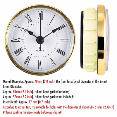MCDFL apvalaus laikrodžio įdėklas arabiškais skaitmenimis kvarco judesys, romėniškas prie lovos, senovinis laikrodžių stalo dekoravimo stalas „pasidaryk pats“ dalys 70 mm 2,8 colio
