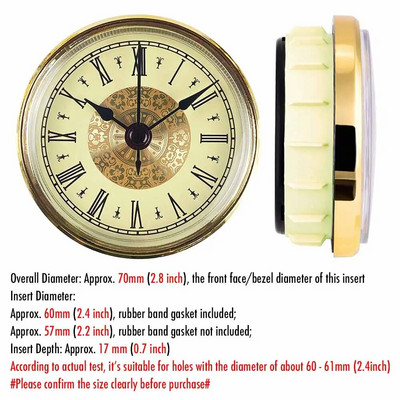 MCDFL apvalaus laikrodžio įdėklas arabiškais skaitmenimis kvarco judesys, romėniškas prie lovos, senovinis laikrodžių stalo dekoravimo stalas „pasidaryk pats“ dalys 70 mm 2,8 colio