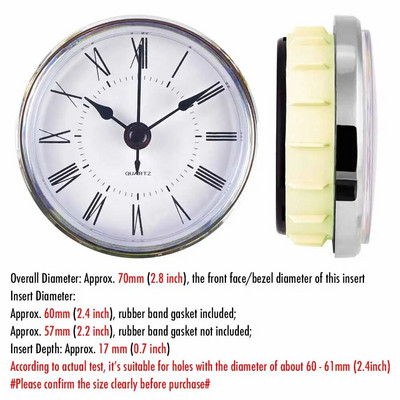 MCDFL apvalaus laikrodžio įdėklas arabiškais skaitmenimis kvarco judesys, romėniškas prie lovos, senovinis laikrodžių stalo dekoravimo stalas „pasidaryk pats“ dalys 70 mm 2,8 colio