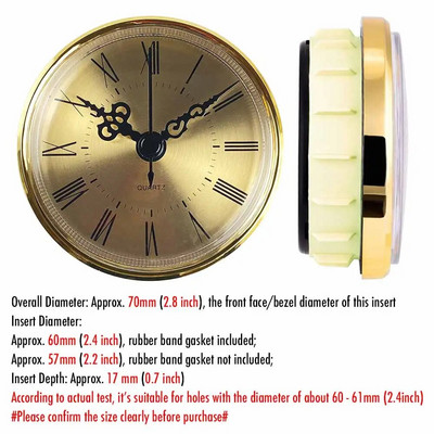 MCDFL apvalaus laikrodžio įdėklas arabiškais skaitmenimis kvarco judesys, romėniškas prie lovos, senovinis laikrodžių stalo dekoravimo stalas „pasidaryk pats“ dalys 70 mm 2,8 colio