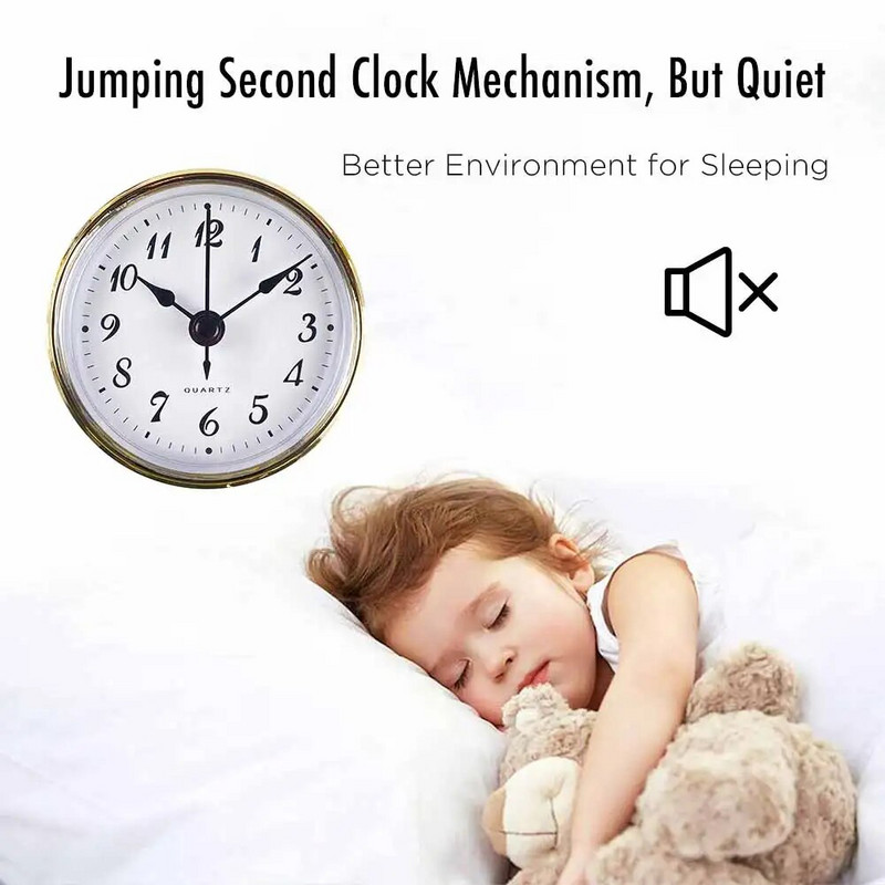 MCDFL apvalaus laikrodžio įdėklas arabiškais skaitmenimis kvarco judesys, romėniškas prie lovos, senovinis laikrodžių stalo dekoravimo stalas „pasidaryk pats“ dalys 70 mm 2,8 colio