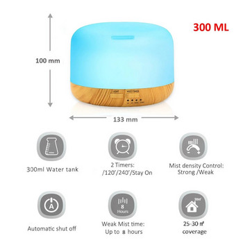 Υγραντήρας αέρα Αιθέριο έλαιο Diffuser 300ML 500ML Ultrasonic Cool Mist Maker Fogger Humidifier LED Lamp Aroma Diffuser Electric