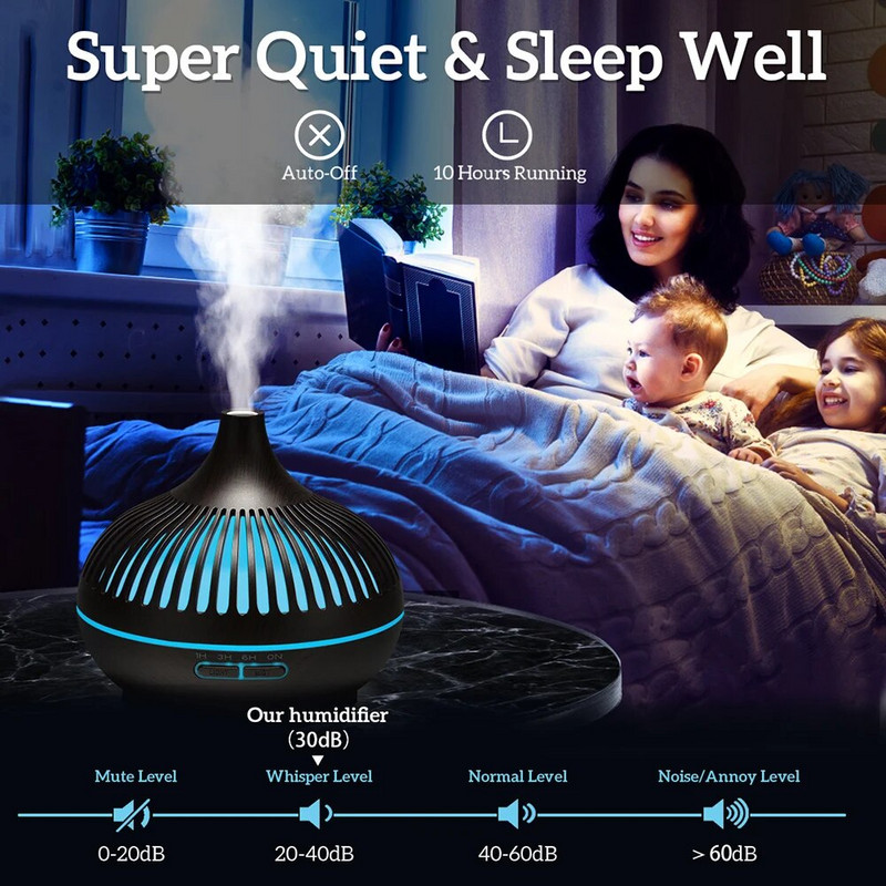 500 ML aromaterapijski difuzor eteričnog ulja s daljinskim upravljačem Ultrazvučni ovlaživač zraka s LED svjetlima u 7 boja