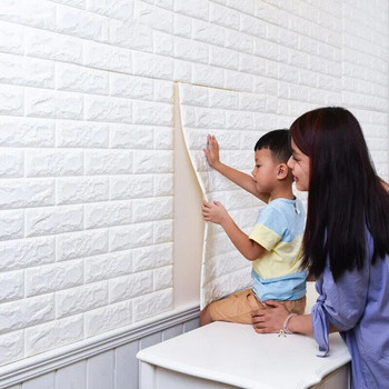 70X77cm 3D αυτοκόλλητα τοίχου Αυτοκόλλητο απομίμηση αυτοκόλλητο τούβλο Διακόσμηση κρεβατοκάμαρας Αδιάβροχο χαρτί διακόσμηση σπιτιού
