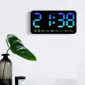 Hääljuhtimine Suur digitaalne seinakell Temperatuur Kuupäev Nädal DST edasilükkamise lauakell 12/24H Topeltalarm Seinale paigaldatav LED-kell