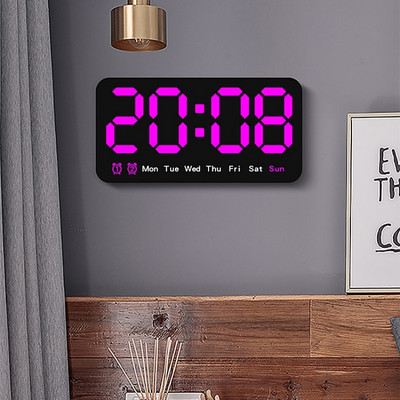 Hääljuhtimine Suur digitaalne seinakell Temperatuur Kuupäev Nädal DST edasilükkamise lauakell 12/24H Topeltalarm Seinale paigaldatav LED-kell