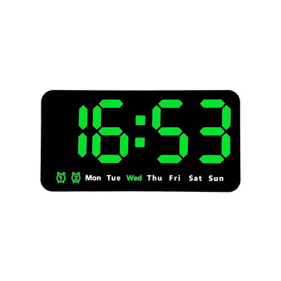 Hääljuhtimine Suur digitaalne seinakell Temperatuur Kuupäev Nädal DST edasilükkamise lauakell 12/24H Topeltalarm Seinale paigaldatav LED-kell