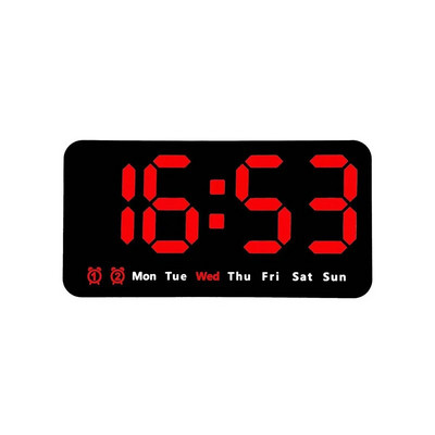 Hääljuhtimine Suur digitaalne seinakell Temperatuur Kuupäev Nädal DST edasilükkamise lauakell 12/24H Topeltalarm Seinale paigaldatav LED-kell