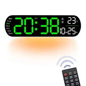 Ρολόι τοίχου LED με φωτεινό χρώμα ατμόσφαιρας που αλλάζει θερμοκρασία Ημερομηνία εβδομάδας Εμφάνιση Ηλεκτρονικό Ξυπνητήρι με τηλεχειριστήριο