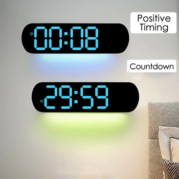 Ρολόι τοίχου LED με φωτεινό χρώμα ατμόσφαιρας που αλλάζει θερμοκρασία Ημερομηνία εβδομάδας Εμφάνιση Ηλεκτρονικό Ξυπνητήρι με τηλεχειριστήριο