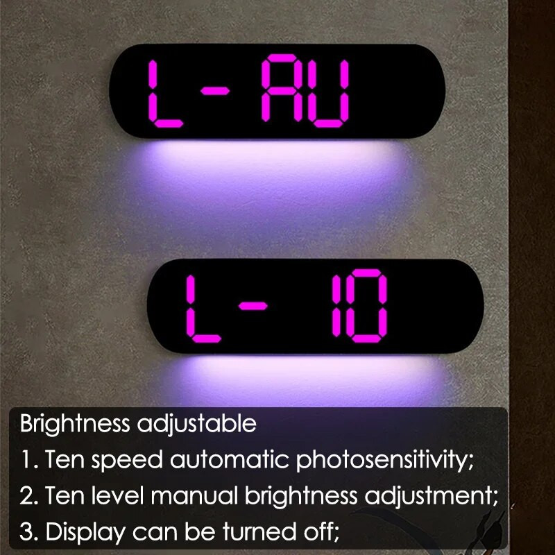 LED zidni sat s atmosferskim svjetlom, promjenom boje, temperature, datuma, tjedna, elektronički budilnik s daljinskim upravljačem
